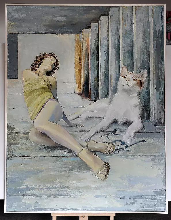 Natalia with a cat - Sylwia Mużyło | TouchofArt