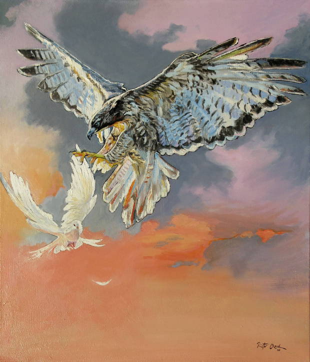 Αποτέλεσμα εικόνας για hawk and pigeon painting